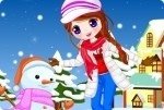 Mädchen mit Schneemann Mädchen mit Schneemann